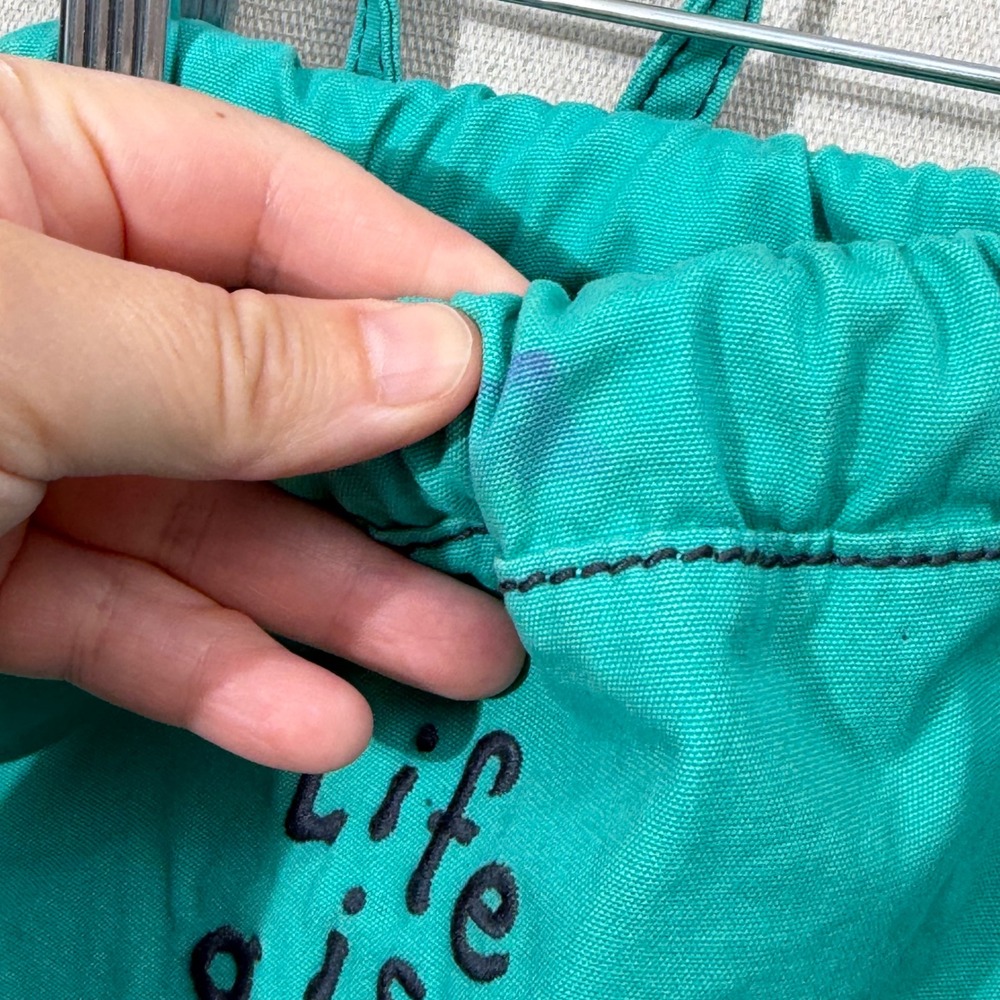 Life is Good Backpack Women OS Teal Green Drawstring Daisy Canvas Cinch Bag - Picture 6 of 14